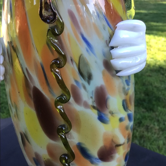 Vintage 12in Hand Blown Glass ornate Clown Vase - Picture 8 of 9